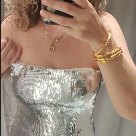 ZARA STRAPLESS SEQUIN DRESS - Picture 5 of 5